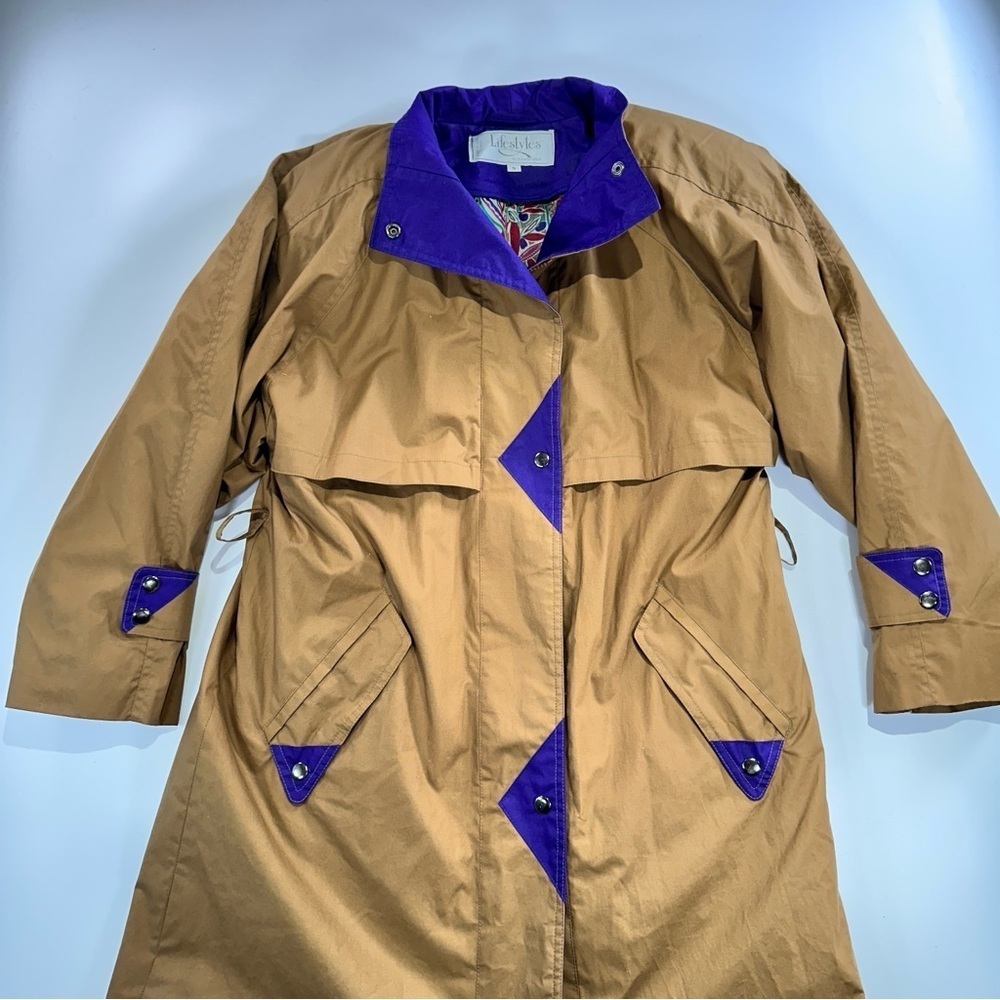 Lifestyles 90s Utility Long Coat Paisley Lining Size 8 - Picture 4 of 16